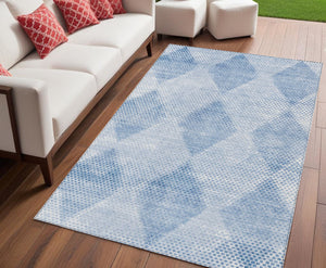 Homeroots 3' X 5' Geometric Washable Non-skid Area Rug For Indoor And Outdoor Spaces - Stain Resistant Charm Blue Polyester 561745
