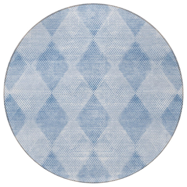 Homeroots 3' X 5' Geometric Washable Non-skid Area Rug For Indoor And Outdoor Spaces - Stain Resistant Charm Blue Polyester 561746