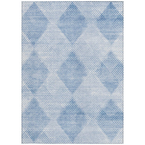Homeroots 8' X 10' Blue Geometric Washable Non Skid Indoor Outdoor Area Rug Blue Polyester 561747