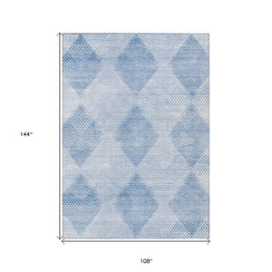 HomeRoots 5' x 8' Geometric Washable Non-Skid Area Rug for Indoor & Outdoor Use - Stylish, Durable Comfort! Blue 561748