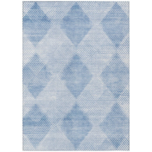 Homeroots 9' X 12' Blue Geometric Washable Non Skid Indoor Outdoor Area Rug Blue Polyester 561748