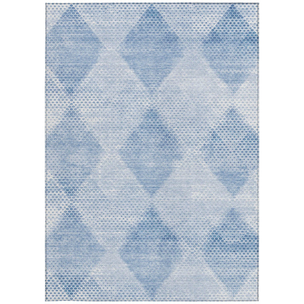 Homeroots 3' X 5' Geometric Washable Non-skid Area Rug For Indoor And Outdoor Spaces - Stain Resistant Charm Blue Polyester 561749