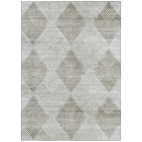 Homeroots 3' X 5' Geometric Washable Non-skid Area Rug For Indoor And Outdoor Spaces - Stain Resistant Charm Gray Polyester 561753