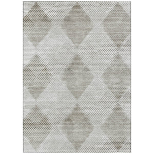 Homeroots 9' X 12' Gray Geometric Washable Non Skid Indoor Outdoor Area Rug Gray Polyester 561757