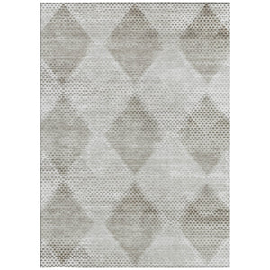Homeroots 10' X 14' Gray Geometric Washable Non Skid Indoor Outdoor Area Rug Gray Polyester 561758