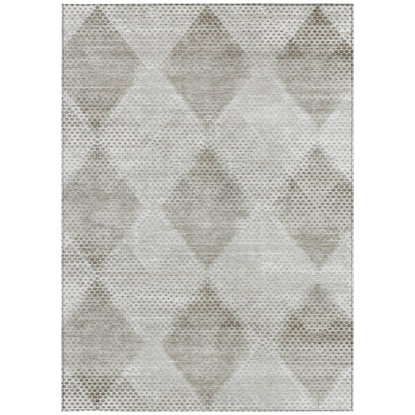 Homeroots 10' X 14' Gray Geometric Washable Non Skid Indoor Outdoor Area Rug Gray Polyester 561758
