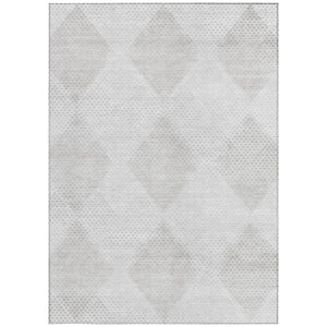 Homeroots 3' X 5' Ivory Geometric Washable Non Skid Indoor Outdoor Area Rug Ivory Polyester 561762