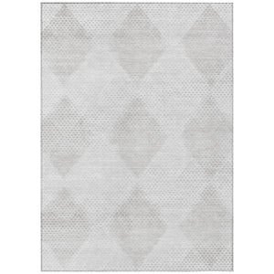 Homeroots 8' X 10' Ivory Geometric Washable Non Skid Indoor Outdoor Area Rug Ivory Polyester 561765