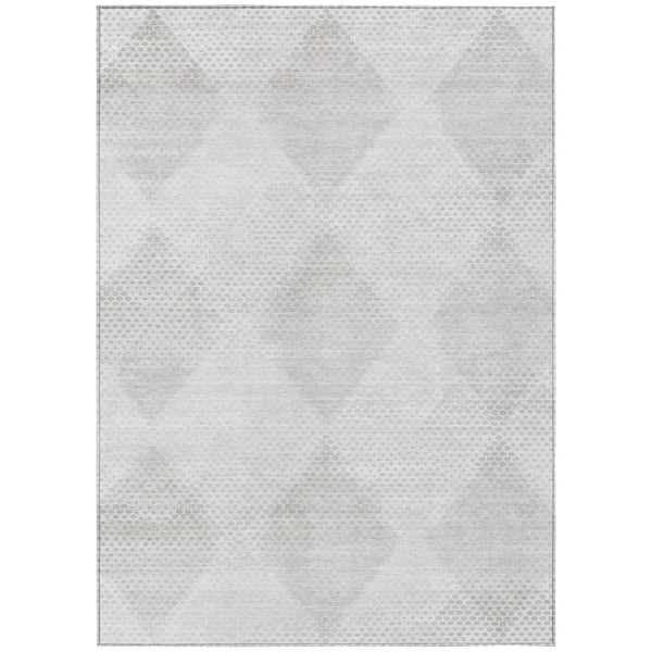 Homeroots 8' X 10' Ivory Geometric Washable Non Skid Indoor Outdoor Area Rug Ivory Polyester 561765