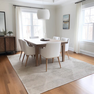 HomeRoots 5' x 8' Geometric Washable Non-Skid Area Rug for Indoor & Outdoor Use - Stylish, Durable Comfort! Ivory 561765