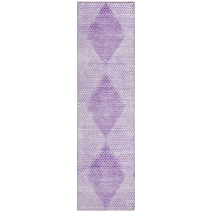 Homeroots 8' Runner Lavender Geometric Washable Non Skid Indoor Outdoor Runner Rug Lavender Polyester 561769