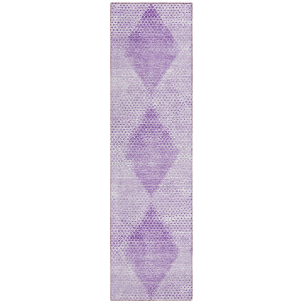 Homeroots 8' Runner Lavender Geometric Washable Non Skid Indoor Outdoor Runner Rug Lavender Polyester 561769