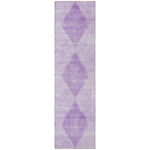 Homeroots 8' Runner Lavender Geometric Washable Non Skid Indoor Outdoor Runner Rug Lavender Polyester 561769