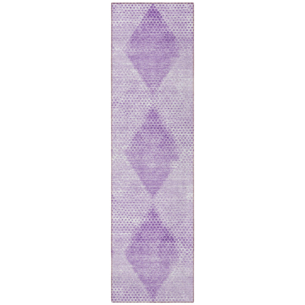 Homeroots 8' Runner Lavender Geometric Washable Non Skid Indoor Outdoor Runner Rug Lavender Polyester 561769