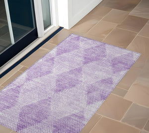 Homeroots 3' X 5' Lavender Geometric Washable Non Skid Indoor Outdoor Area Rug Lavender Polyester 561771