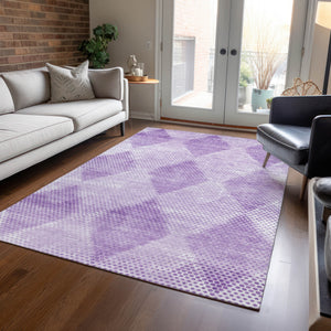 Homeroots 3' X 5' Lavender Geometric Washable Non Skid Indoor Outdoor Area Rug Lavender Polyester 561771