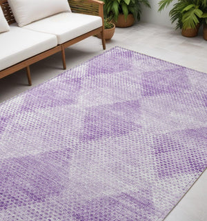 Homeroots 5' X 8' Lavender Geometric Washable Non Skid Indoor Outdoor Area Rug Lavender Polyester 561772