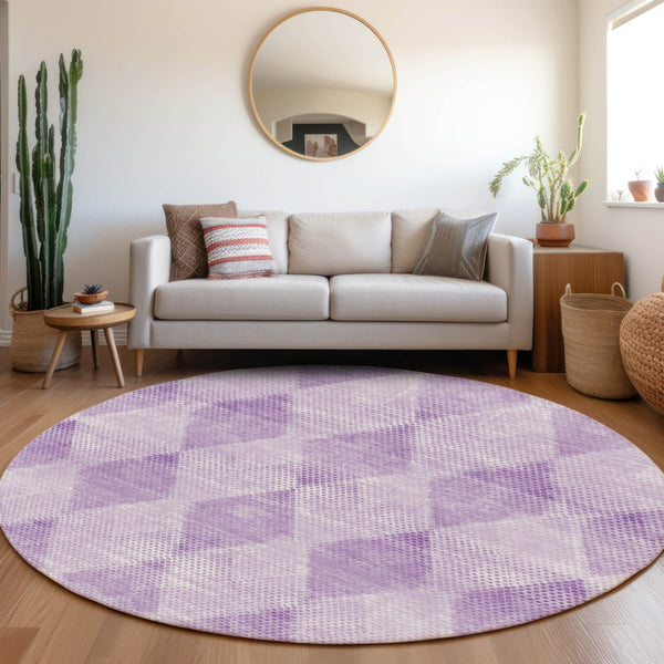 Homeroots 3' X 5' Geometric Washable Non-skid Area Rug For Indoor And Outdoor Spaces - Stain Resistant Charm Lavender Polyester 561773