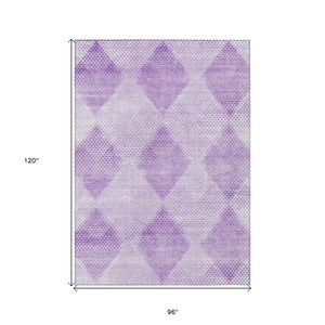 Homeroots 8' X 10' Lavender Geometric Washable Non Skid Indoor Outdoor Area Rug Lavender Polyester 561774