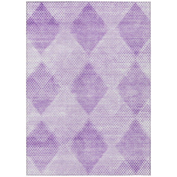 Homeroots 8' X 10' Lavender Geometric Washable Non Skid Indoor Outdoor Area Rug Lavender Polyester 561774