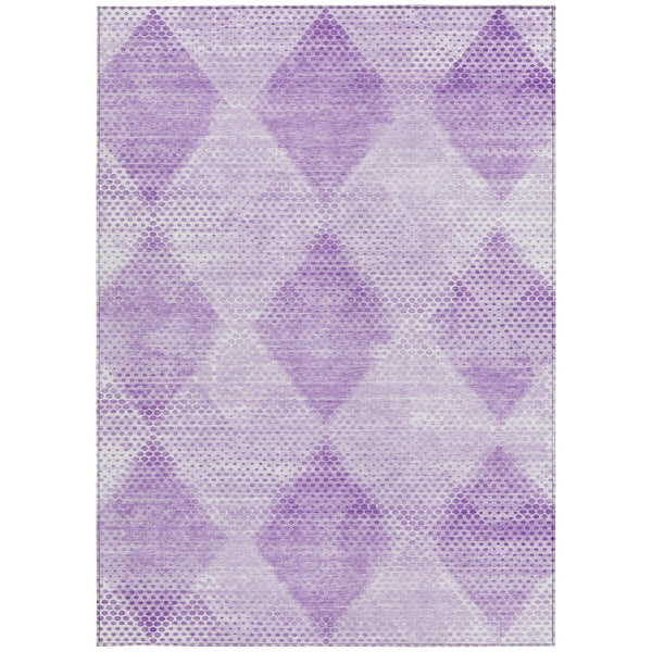Homeroots 3' X 5' Geometric Washable Non-skid Area Rug For Indoor And Outdoor Spaces - Stain Resistant Charm Lavender Polyester 561775