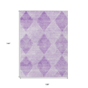 Homeroots 3' X 5' Geometric Washable Non-skid Area Rug For Indoor And Outdoor Spaces - Stain Resistant Charm Lavender Polyester 561775