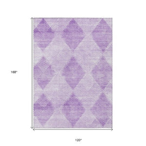 Homeroots 3' X 5' Geometric Washable Non-skid Area Rug For Indoor And Outdoor Spaces - Stain Resistant Charm Lavender Polyester 561776