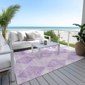 Homeroots 3' X 5' Geometric Washable Non-skid Area Rug For Indoor And Outdoor Spaces - Stain Resistant Charm Lavender Polyester 561776