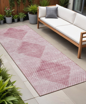 Homeroots 8' Runner Merlot Geometric Washable Non Skid Indoor Outdoor Runner Rug Merlot Polyester 561778