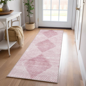 Homeroots 8' Runner Merlot Geometric Washable Non Skid Indoor Outdoor Runner Rug Merlot Polyester 561778