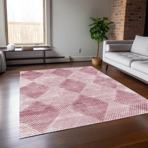 Homeroots 3' X 5' Geometric Washable Non-skid Area Rug For Indoor And Outdoor Spaces - Stain Resistant Charm Merlot Polyester 561780