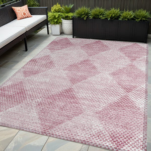 Homeroots 3' X 5' Geometric Washable Non-skid Area Rug For Indoor And Outdoor Spaces - Stain Resistant Charm Merlot Polyester 561781
