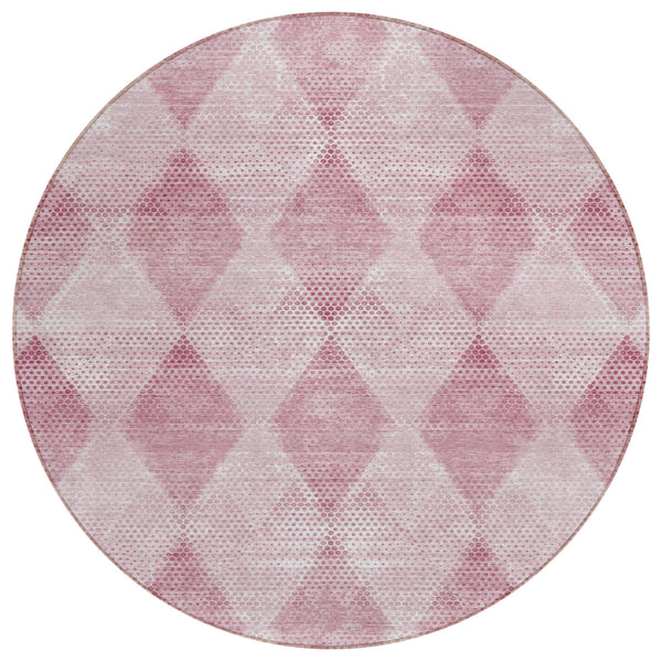 Homeroots 8' Round Merlot Round Geometric Washable Non Skid Indoor Outdoor Area Rug Merlot Polyester 561782