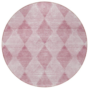 Homeroots 8' Round Merlot Round Geometric Washable Non Skid Indoor Outdoor Area Rug Merlot Polyester 561782