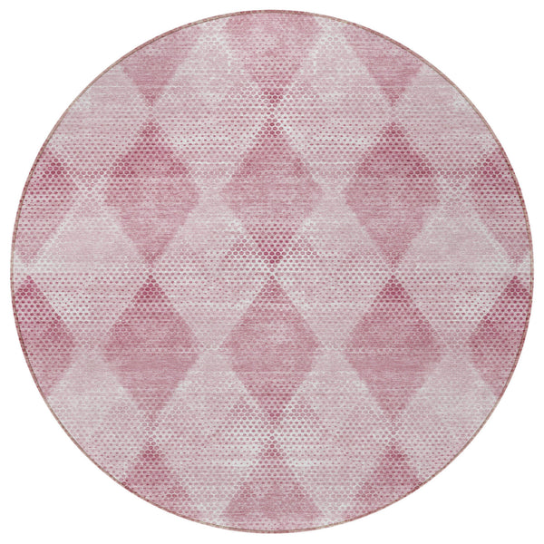 Homeroots 8' Round Merlot Round Geometric Washable Non Skid Indoor Outdoor Area Rug Merlot Polyester 561782