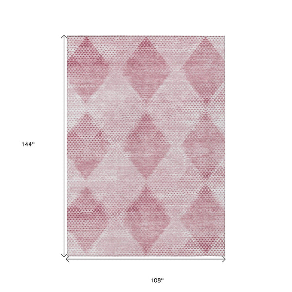 Homeroots 9' X 12' Merlot Geometric Washable Non Skid Indoor Outdoor Area Rug Merlot Polyester 561784