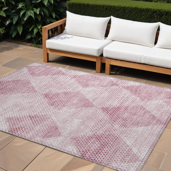 Homeroots 9' X 12' Merlot Geometric Washable Non Skid Indoor Outdoor Area Rug Merlot Polyester 561784