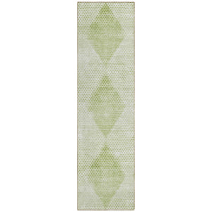 Homeroots 8' Runner Mint Green Geometric Washable Non Skid Indoor Outdoor Runner Rug Mint Polyester 561787