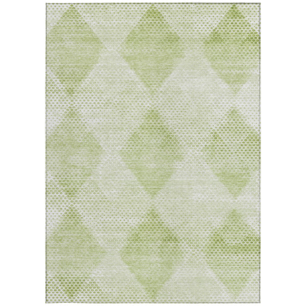 Homeroots 3' X 5' Geometric Washable Non-skid Area Rug For Indoor And Outdoor Spaces - Stain Resistant Charm Mint Polyester 561789