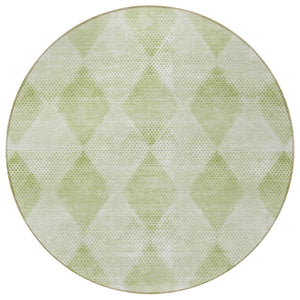 Homeroots 8' Round Mint Green Round Geometric Washable Non Skid Indoor Outdoor Area Rug Mint Polyester 561791