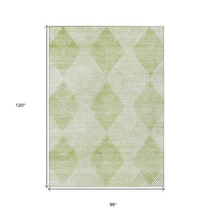 Homeroots 8' X 10' Mint Green Geometric Washable Non Skid Indoor Outdoor Area Rug Mint Polyester 561792
