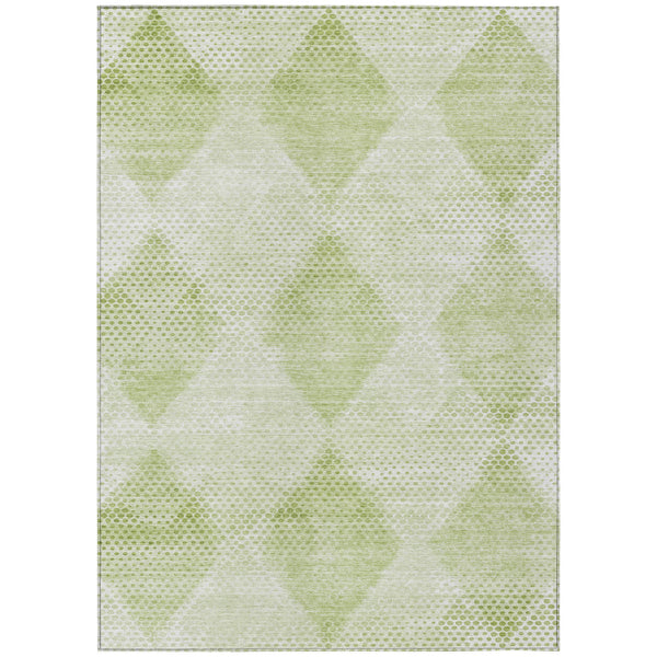 Homeroots 8' X 10' Mint Green Geometric Washable Non Skid Indoor Outdoor Area Rug Mint Polyester 561792