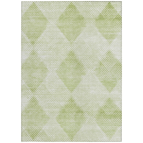 Homeroots 3' X 5' Geometric Washable Non-skid Area Rug For Indoor And Outdoor Spaces - Stain Resistant Charm Mint Polyester 561793