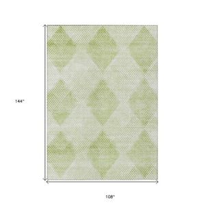 Homeroots 3' X 5' Geometric Washable Non-skid Area Rug For Indoor And Outdoor Spaces - Stain Resistant Charm Mint Polyester 561793