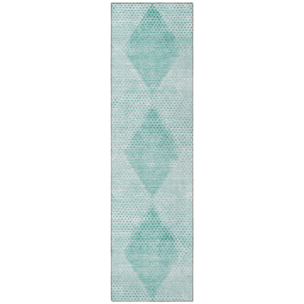 Homeroots 3' X 5' Geometric Washable Non-skid Area Rug For Indoor And Outdoor Spaces - Stain Resistant Charm Teal Polyester 561796