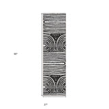 Homeroots 8' Runner Black And White Abstract Washable Non Skid Indoor Outdoor Runner Rug Black Polyester 561805