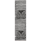 Homeroots 8' Runner Black And White Abstract Washable Non Skid Indoor Outdoor Runner Rug Black Polyester 561805