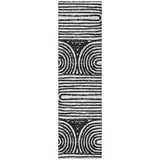 Homeroots 8' Runner Black And White Abstract Washable Non Skid Indoor Outdoor Runner Rug Black Polyester 561805