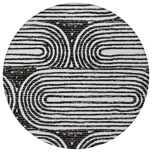 Homeroots 3' X 5' Stylish Abstract Washable Non-skid Area Rug For Indoor And Outdoor Use, Stain Resistant Black Polyester 561809