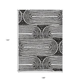 Homeroots 9' X 12' Black And White Abstract Washable Non Skid Indoor Outdoor Area Rug Black Polyester 561811